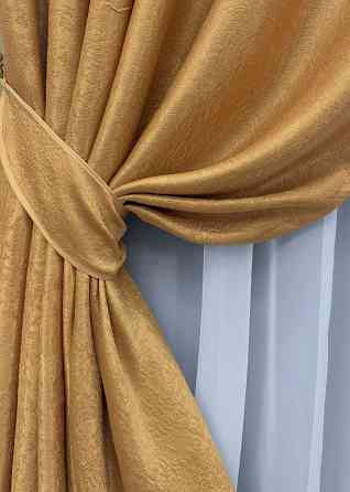 Комплект готовых штор VR-Textil Софт № 373ш Золотистый 100х270 см 2шт (31-794) Киев