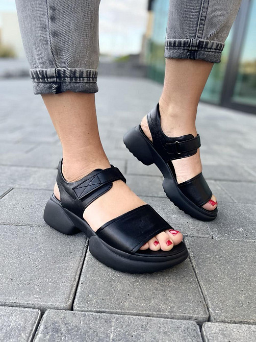 teona Босоніжки жіночі TEONA 108 чорні (літо, шкіра натуральна) (4096) 39 Коломия - фото 1