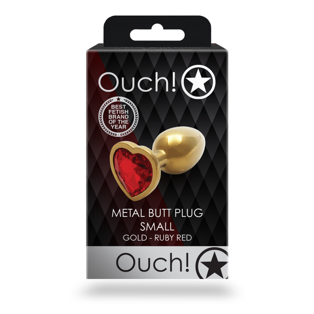 Анальна пробка - Ouch! Metal Butt Plug Small Gold/Ruby Red Sex Aura Київ - фото 7