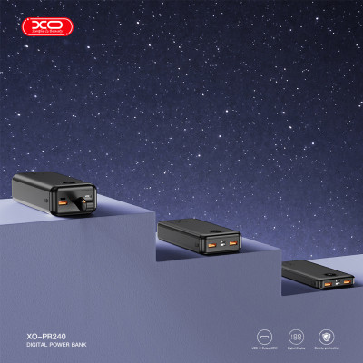 Батарея универсальная XO 30000mAh, PD/20W, QC/22.5W, with light, black (PR240_Black) Винница - изображение 4