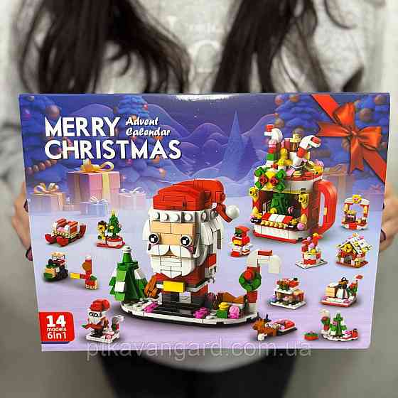 Новогодний адвент календарь конструктор рождественский Санта и камин 546 деталей, 6в1, 12 окошек 8972-6 Хмельницкий