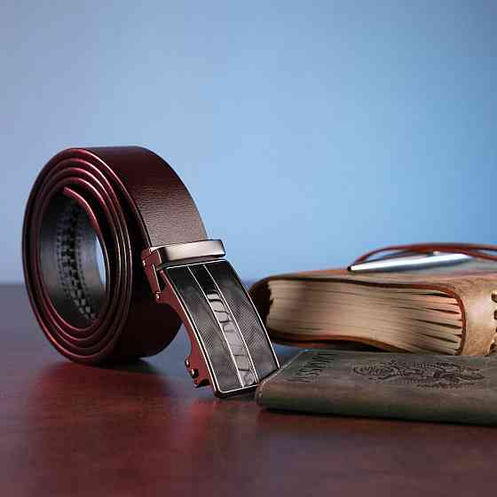 Крепкий мужской ремень с автоматической пряжкой Коричневый (Vintage) Киев