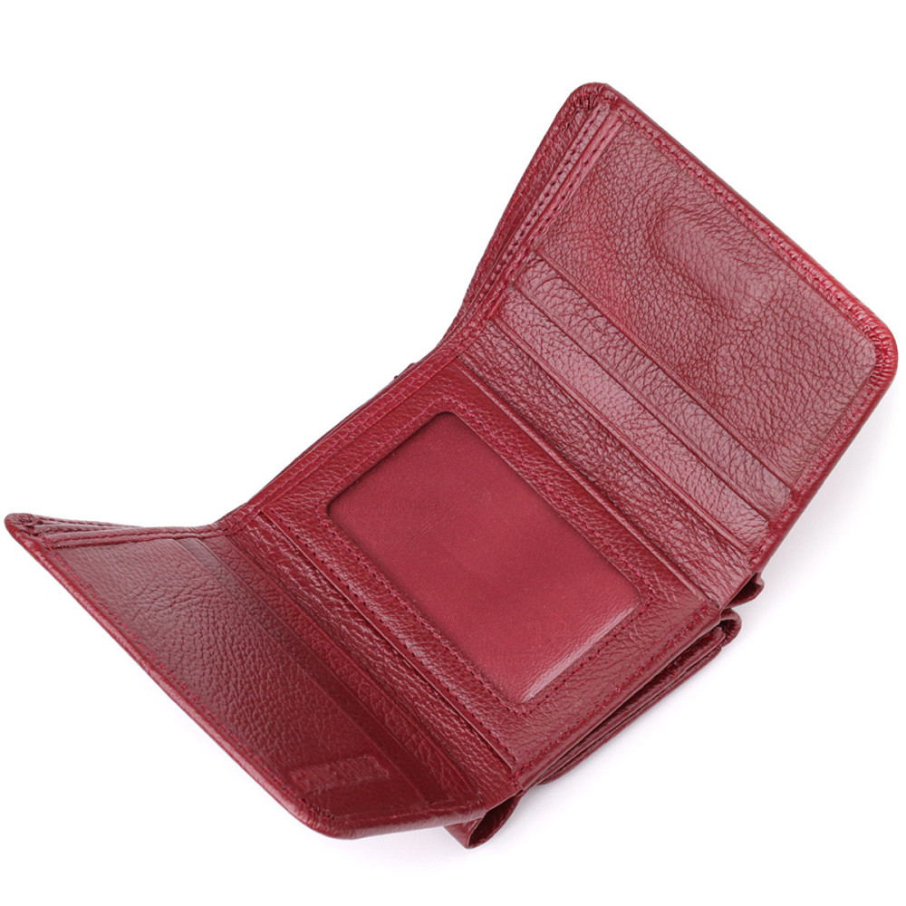 Компактний гаманець зручного формату із натуральної шкіри ST Leather 23077 Бордовий Київ - фото 6