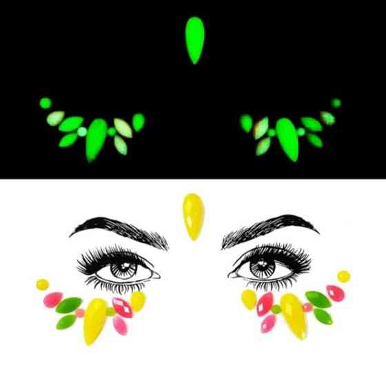 Камені стрази для обличчя люмінесцентні для свята one size різнобарвний Київ