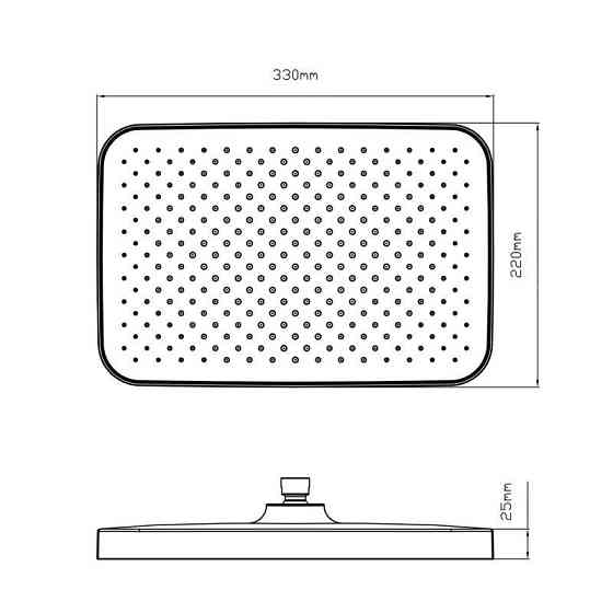 Лійка для верхнього душу Qtap Hlavova 330x220 мм прямокутна QTHLA107CRM45944 хром/чорна Київ