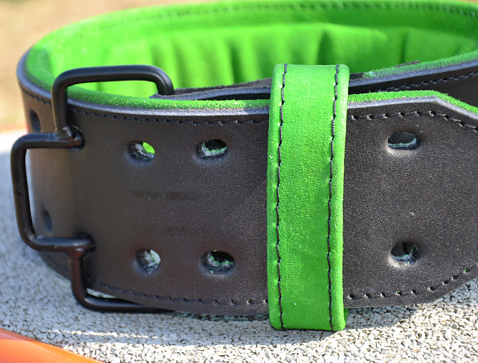 Пояс для важкої атлетики MadMax MFB-302 Quick Release Belt  шкіряний Black/Green M Кам'янське - фото 7