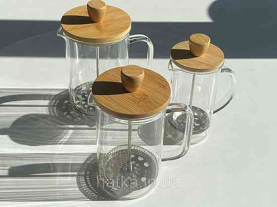 Чайник френч-прес заварювальний Olens "Бамбук" 800 мл скляний із бамбуком кришкою для дому та ресторану 321121-600 Київ