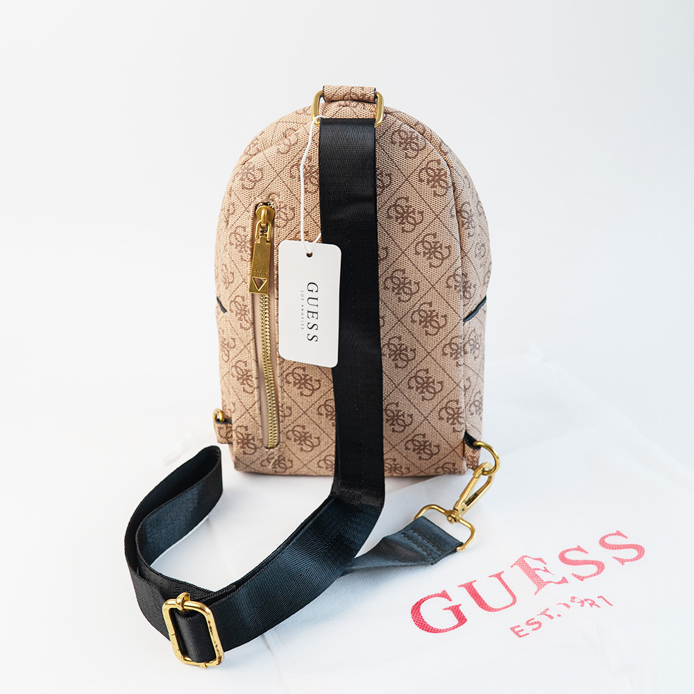 Мужская сумка бананка, барсетка на пояс и на грудь (слинг) Guess (7519) коричневая Киев - изображение 4