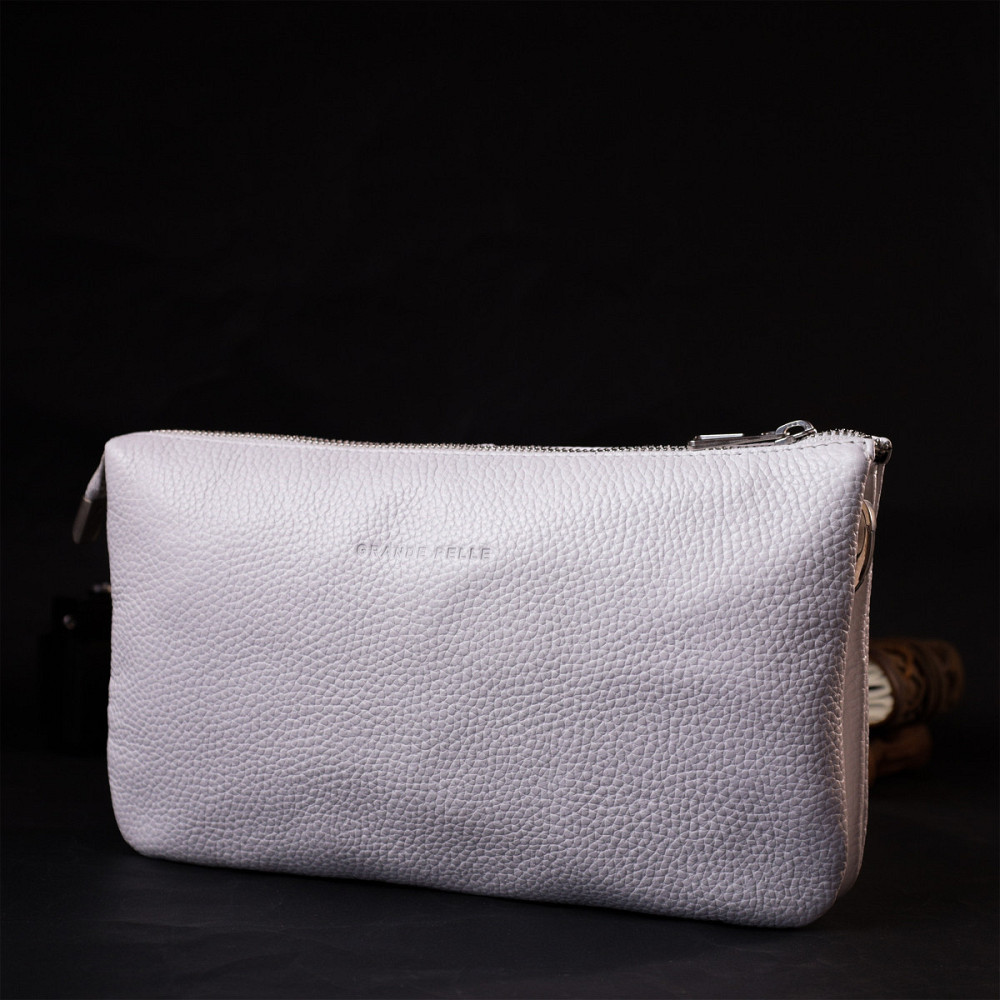 Стильный женский клатч из натуральной кожи Белый (GRANDE PELLE) Киев - изображение 3