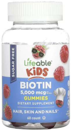 Биотин для подростков Lifeable Biotin 5,000mcg Kids Sugar Free 60 жев таб малина Киев
