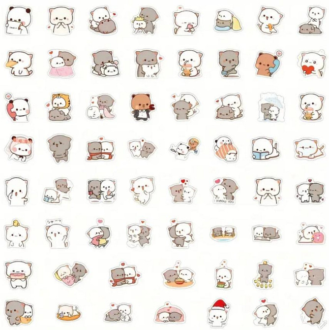 Набор наклеек (стикеров) Mochi Cat (60 шт.) стикербомбинг для телефона, ноутбука Киев - изображение 6