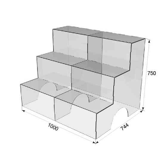 Товарна горка EKOSTAR на 3 полки 1000х744х750 акрил 6 мм Київ