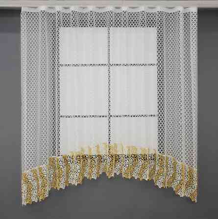 Кухонная арка VR-Textil № 000к сетка из макраме белый с золотисто-кремовым 270х175 см (51-074) Киев