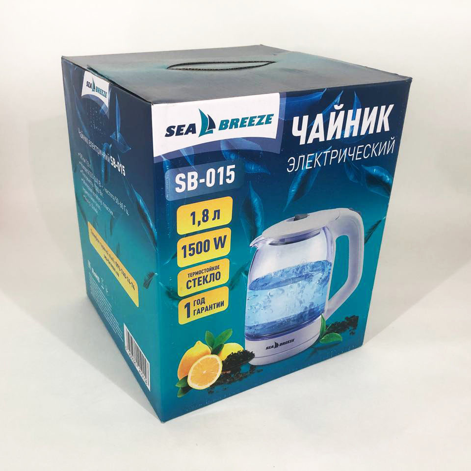 Бытовой чайник для кухни SeaBreeze, Стеклянный электрический чайник с подсветкой качественный ZK-40 Львов - изображение 2