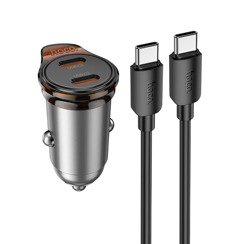 Автомобільний зарядний пристрій HOCO NZ16B Rigorous PD45W(2C) car charger set(C to C) metal grey Одеса - фото 1
