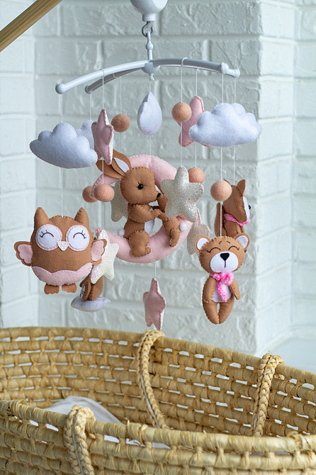 Дитячий мобіль на ліжечко для немовлят WooolyWool «Ніжність» для дівчинки Київ - фото 9