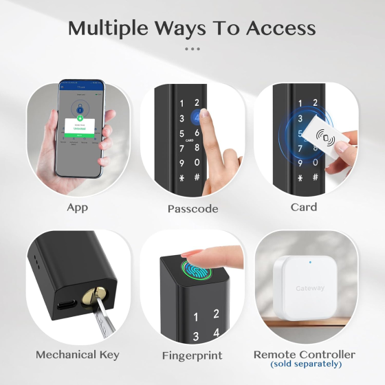 Розумний дверний замок Ruveno з ручкою, відбиток пальця, Bluetooth, PIN-код, NFC, Apple Watch, Alexa, всепогодний Київ