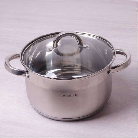 Каструля нержавіюча сталь 5,1л з кришкою порожнисті ручки 5622S KAMILLE Житомир - изображение 4