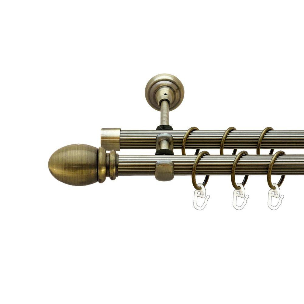 Карниз Orvit Белуно металевий дворядний відкритий рифлена труба кільце металеве Антик 19\19 мм 300 см Львов - изображение 1