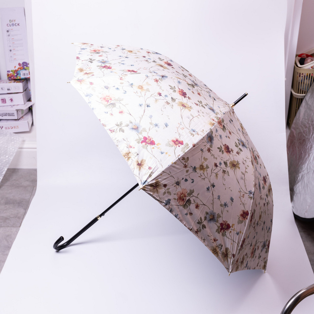 Классический зонт-трость полуавтомат из полиэстера 7 спиц диаметр 99 см Бежевый HP-23-7BE Киев - изображение 1