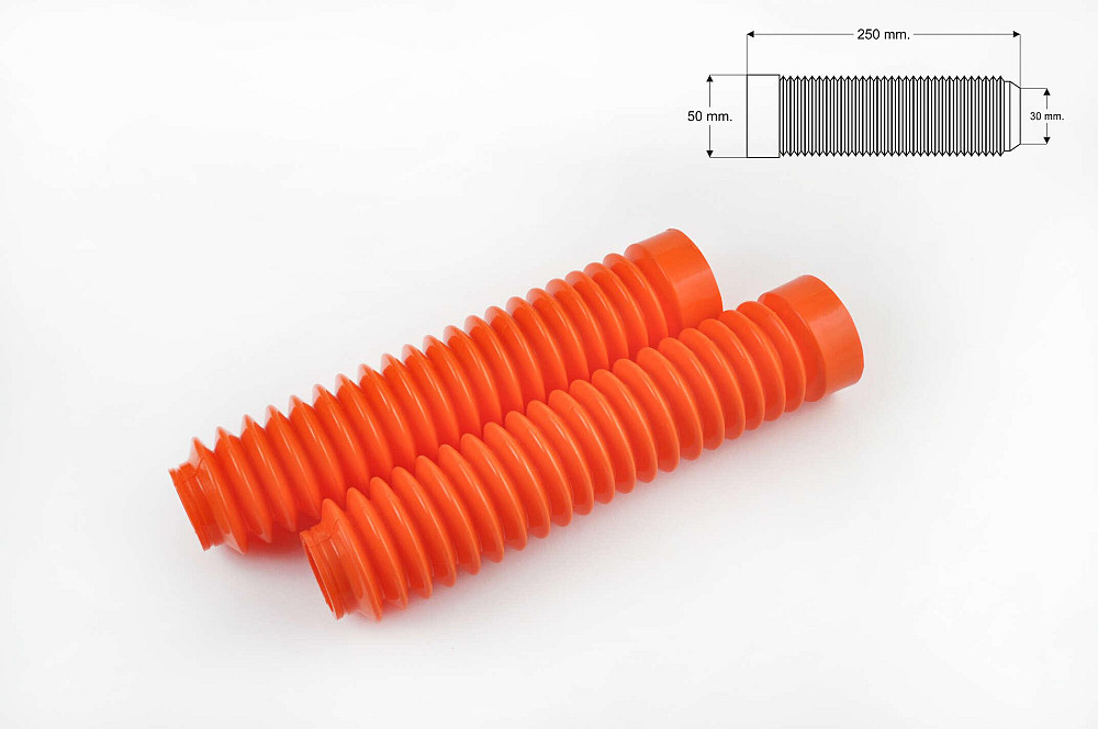 Гофри передньої вилки (пара) універсальні L-250mm, d-30mm, D-50mm (помаранчеві) MZK Киев - изображение 1