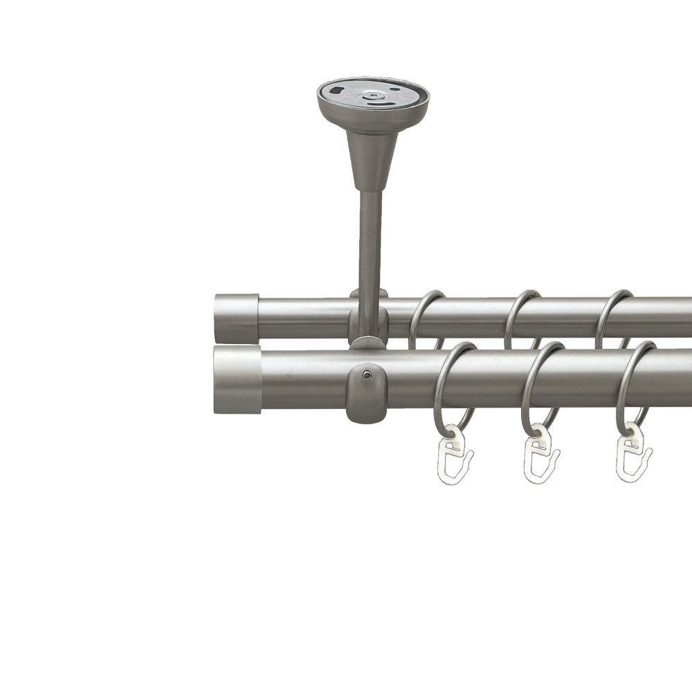 Карниз Orvit Заглушка металевий дворядний відкритий до стелі гладка труба кільце металеве Сатин 25\19 мм 160 см (00-00026117) Львів - фото 1