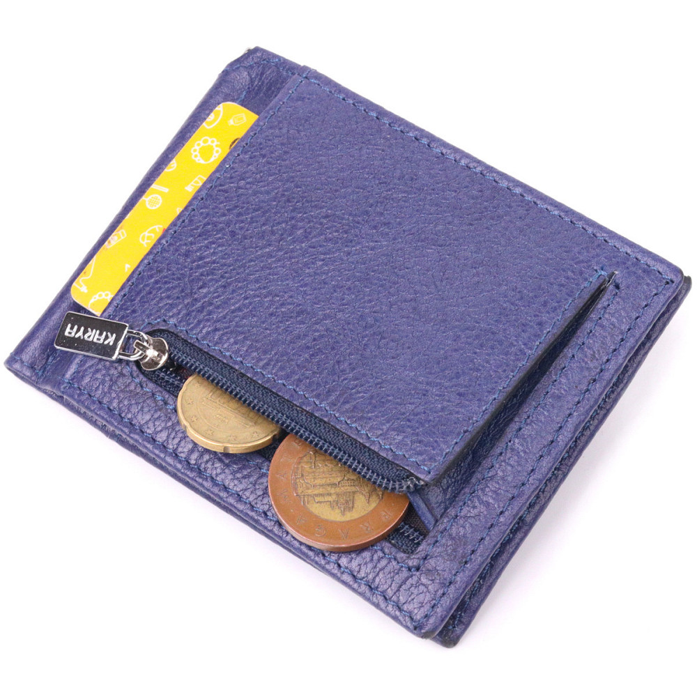 Практичный мужской зажим из натуральной кожи KARYA 21416 Синий Киев - изображение 6