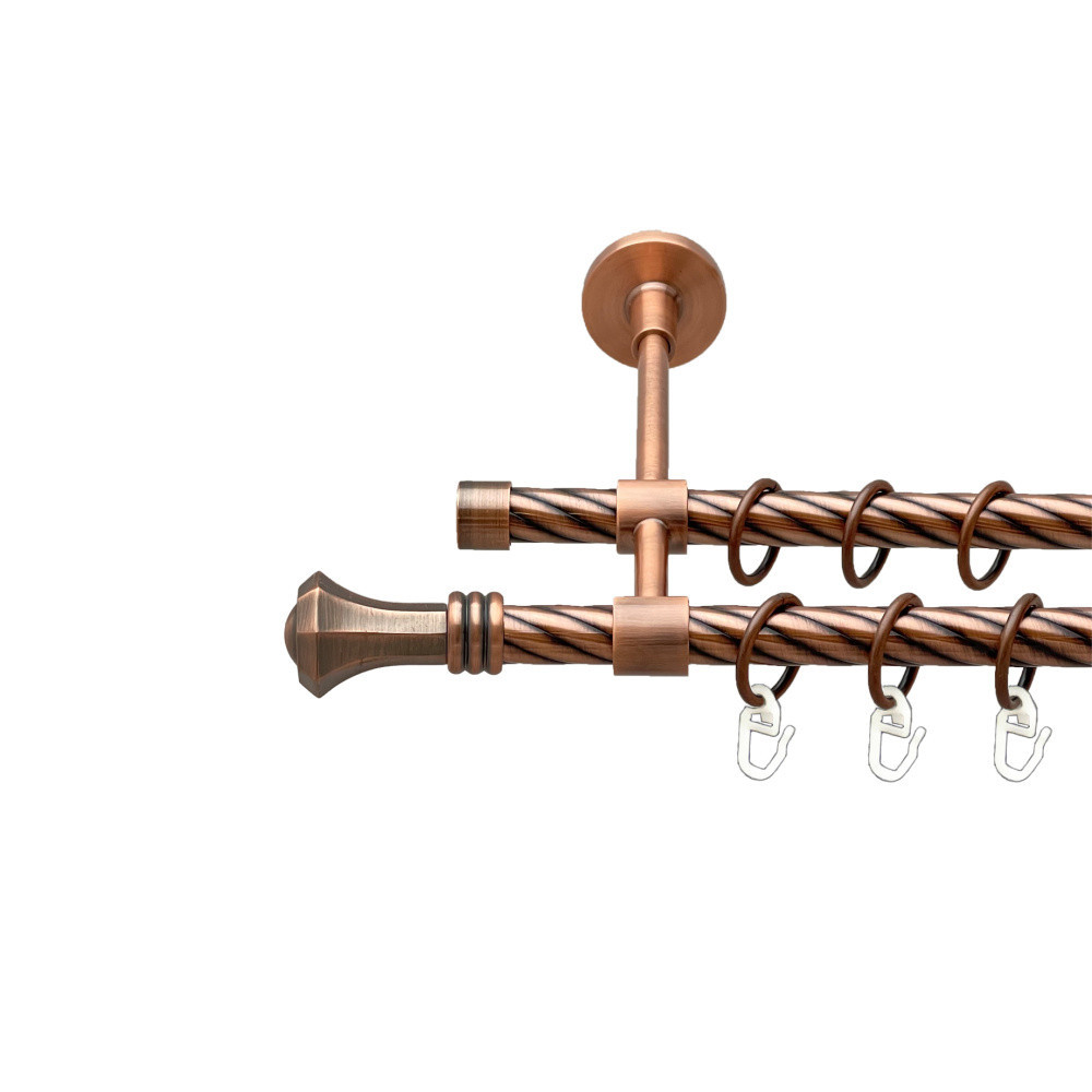 Карниз Orvit Кастелла металевий дворядний закритий скручена труба кільце металеве Мідь 16\16 мм 160 см Львов - изображение 1