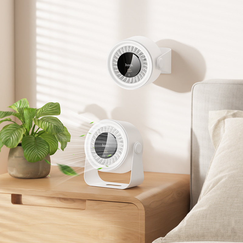 Настільний вентилятор HOCO HX66 з акумулятором 3000 mAh, білий Київ - фото 3