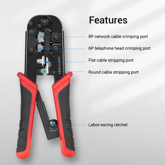 Крімпер Vention Multi-function Crimping Tool Ratchet Type Black (KEAB0) Київ