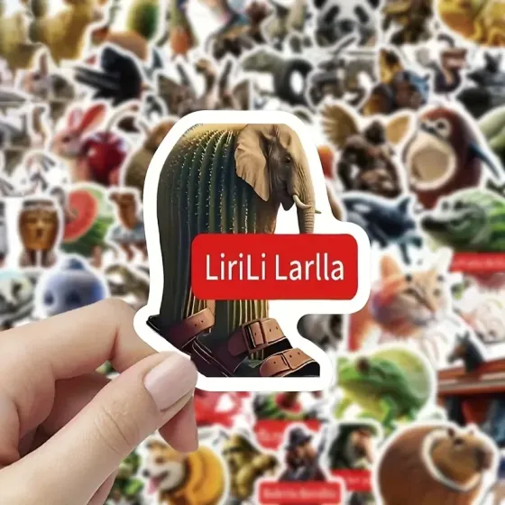 Набор наклеек «TungTungTungTung Sahur» – 50 шт. абсурдных мемных стикеров с животными и фантазийными существами Киев