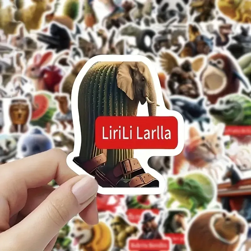 Набор наклеек «TungTungTungTung Sahur» – 50 шт. абсурдных мемных стикеров с животными и фантазийными существами Киев - изображение 3