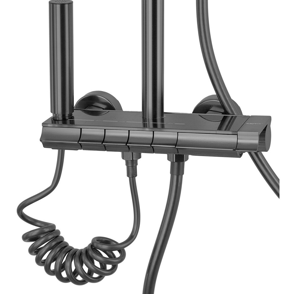 Душова колона зі змішувачем з кнопковим перемикачем з алюмінію ZERIX PBI-009-J GRAPHITE, 4 режими (ZX5850) Київ - фото 6