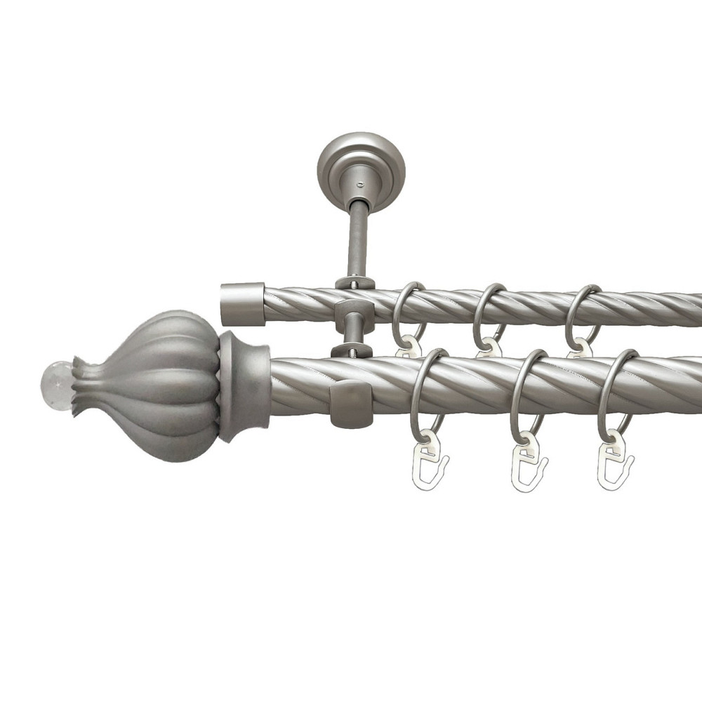 Карниз Orvit Таджа-Кристал металевий дворядний відкритий скручена труба кільце металеве Сатин 25\16 мм 200 см Львов - изображение 1