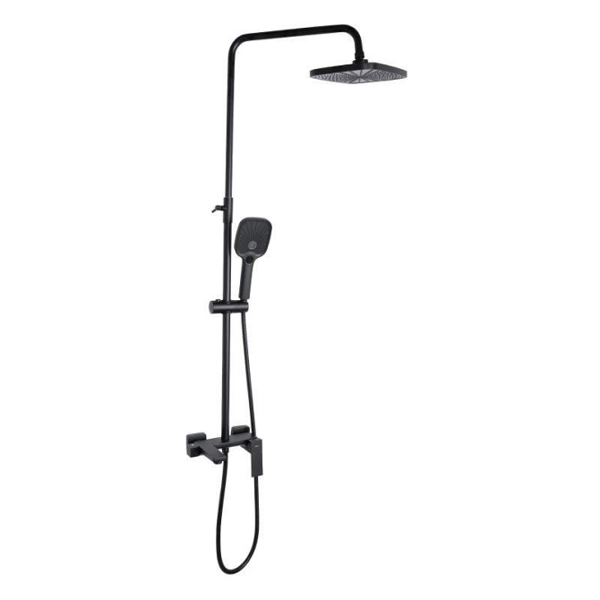 Душевая система из латуни Qtap Gemini на три потребителя (с изливом) QTGEM111BLM45686 Black Matt Харьков - изображение 1