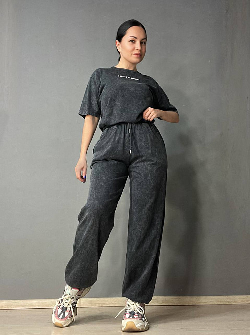 Костюм женский Coast Moda 4351 брюки с футболкой с вышивкой графит, графит, S Киев - изображение 1