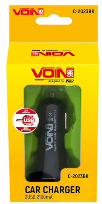Зарядний пристрій 2USB C-2023BK 12V/24V/5V/2.1A VOIN Вінниця - фото 2