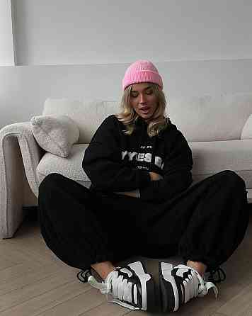 Жіночий стильний утеплений оверсайз костюм двійка: кофта і штани трьохнитка на флісі Одеса