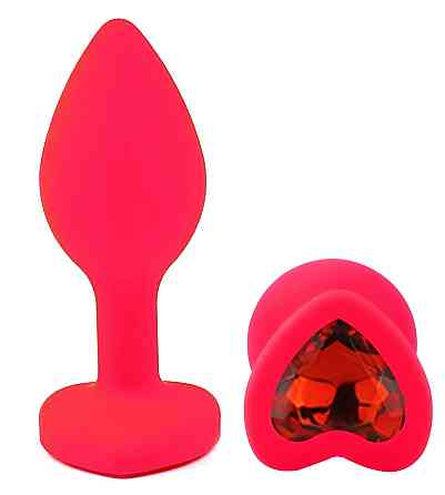 Силиконовая анальная пробка EGZO - Silicone Pink Heart Plug Red, size S Sex Aura Киев