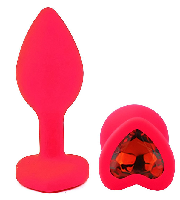 Силиконовая анальная пробка EGZO - Silicone Pink Heart Plug Red, size S Sex Aura Киев - изображение 2