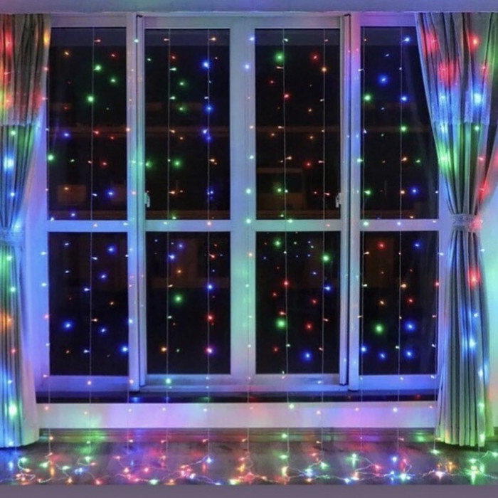Гирлянда штора Водопад 3х2 м 400 LED (прозрачный шнур, с переходником) Мульти свет Винница - изображение 3