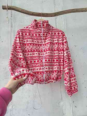 Жіноча стильна тепла новорічна худі з принтом фліс Одеса