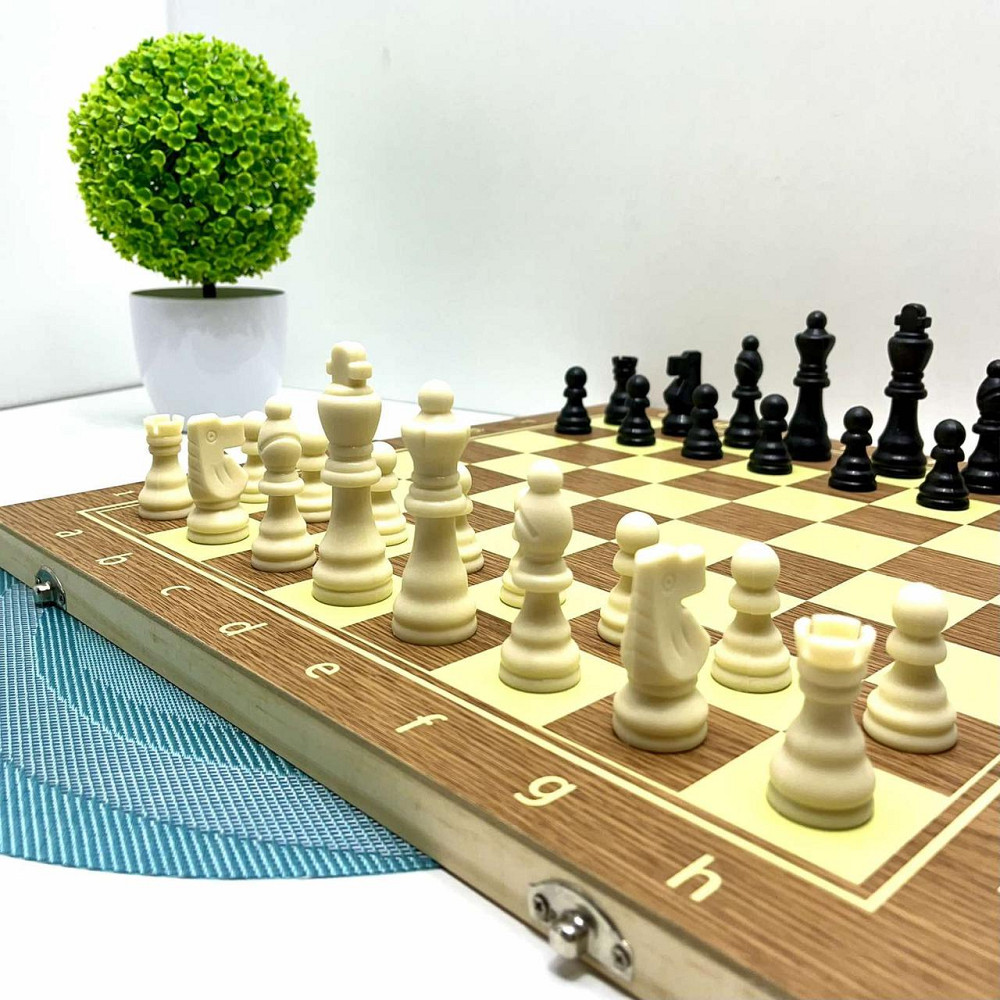 Шахи набір 3 в 1 нарди шашки дерев'яна дошка (QP002) Чернігів - фото 1