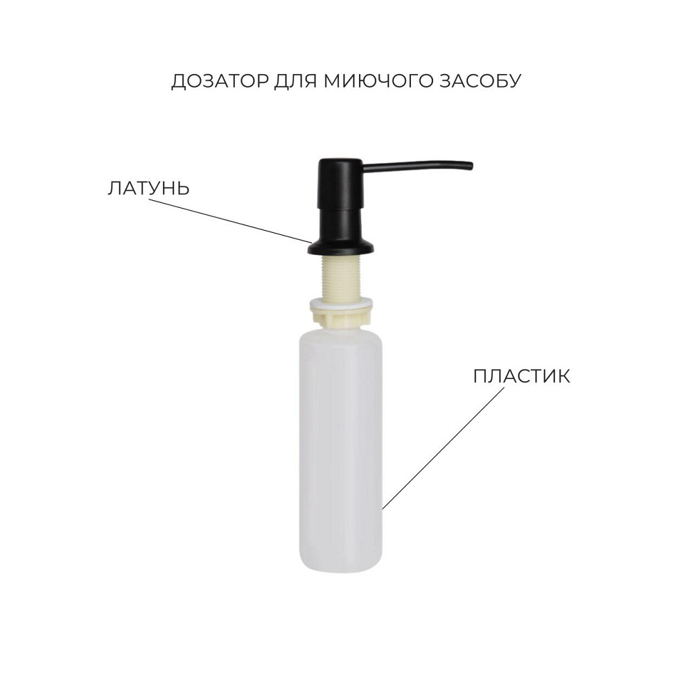 Комплект Lidz Handmade H7849BL Мийка для кухні інтегрована крило зліва BlackPVD у комплекті з дозатором + Lidz K01B Кошина Київ - фото 12