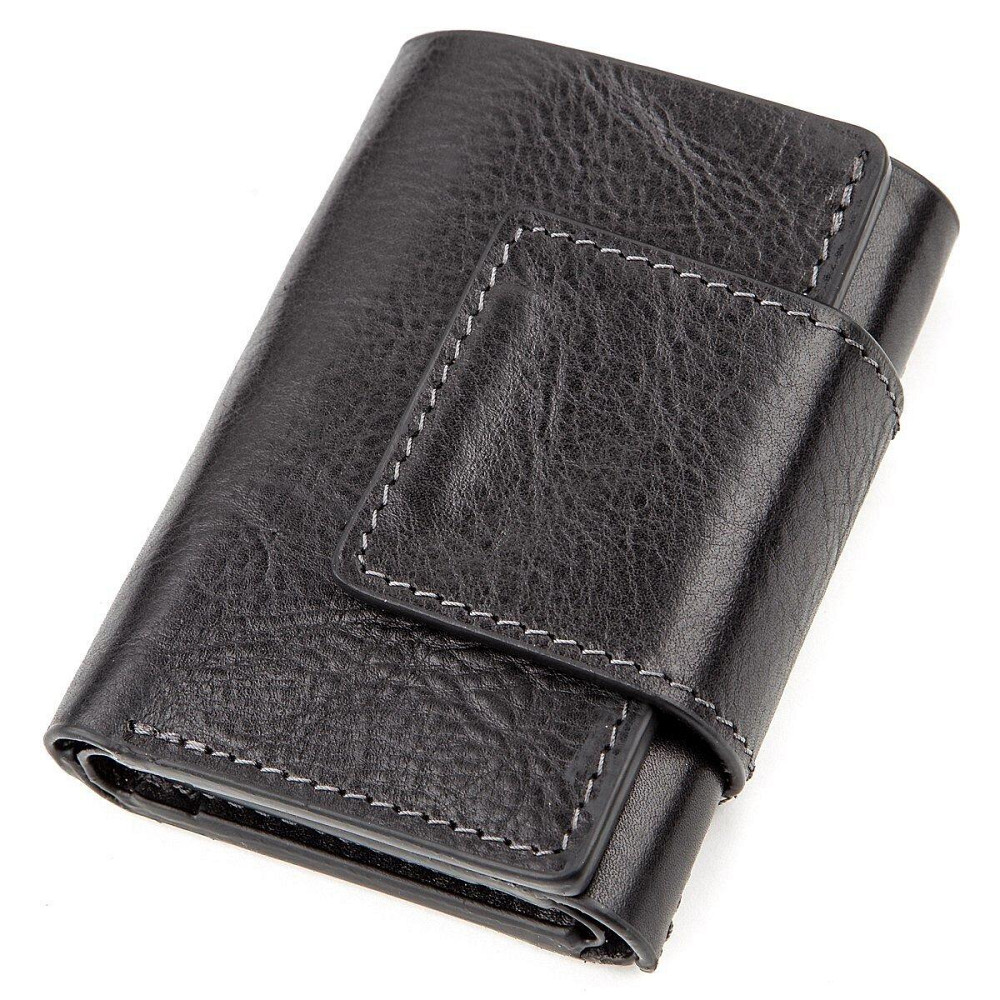 Строгое портмоне унисекс из гладкой кожи GRANDE PELLE 11152 Черное Киев - изображение 1