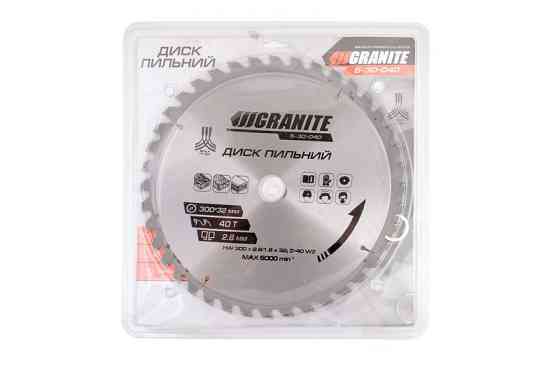 Диск пильний GRANITE для дерева з твердосплавними напайками 300х32х40Т адаптер 32-30/32-25.4 5100 об/хв Рівне