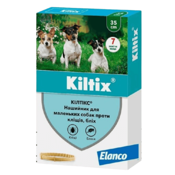 Ошейник Elanco Kiltix против блох и клещей для собак и котов, 35 см Киев