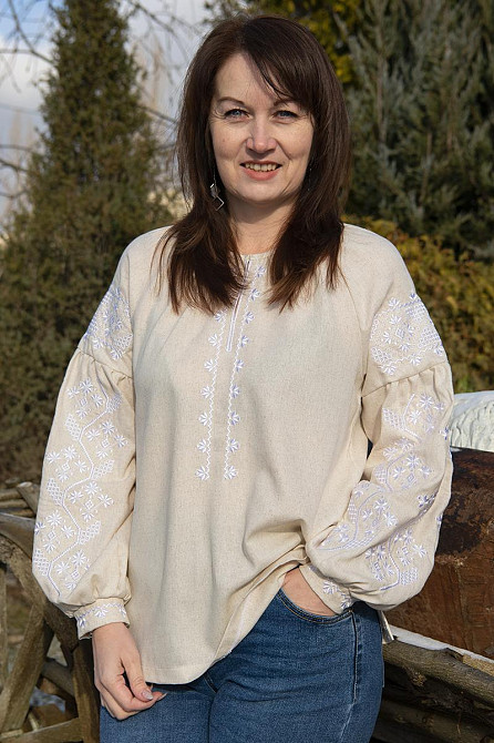 Вышиванка женская, натуральная льняная, топ Киев - изображение 1