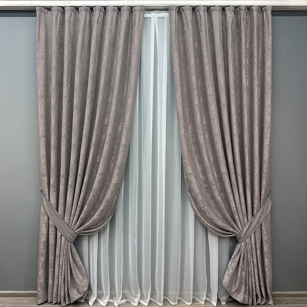 Комплект готових штор VR-Textil Жакард Sultan YL № 1210ш Сіро-пудровий 100х270 см 2 шт (31-482) Київ - фото 10