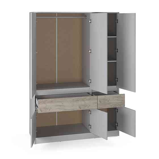 Шкаф распашный для одежды с выдвижными ящиками (полки - штанга) Эверест Стайл-1400 140х53х203 см Кашемир/Дуб крафт серый (DTM-071162) Днепр